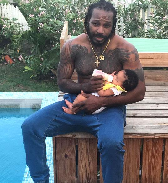 West Indian all-rounder Chris Gayle with his baby girl Blush