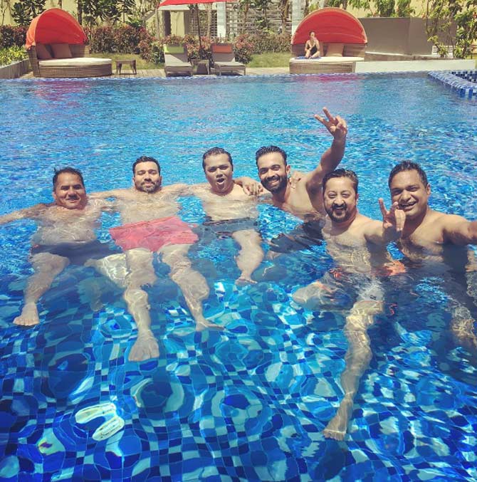 Ajinka Rahane posted: A Day well spent with my mates #pooltime