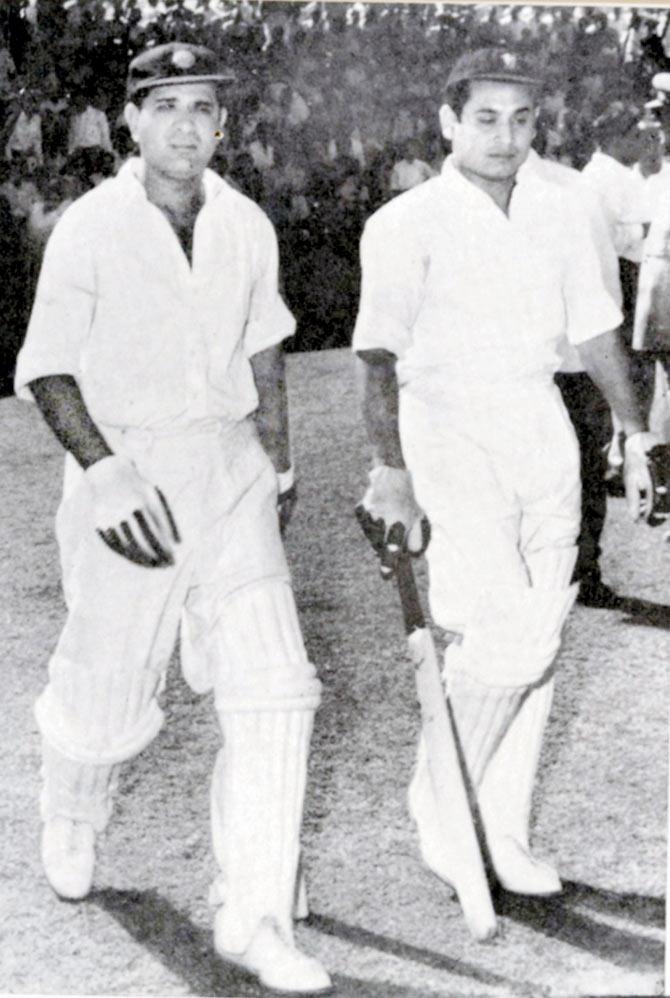 In picture: Openers Vinoo Mankad (left) and Pankaj Roy, who put on 413 (a record which stood for 52 years) against New Zealand at Chennai in 1955-56