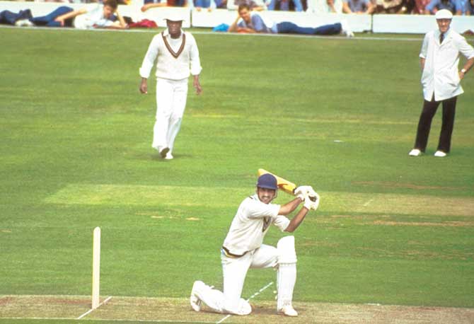 Krishnamachari Srikkanth in full flow during the 1983 World Cup final against the West Indies. He top scored with 38