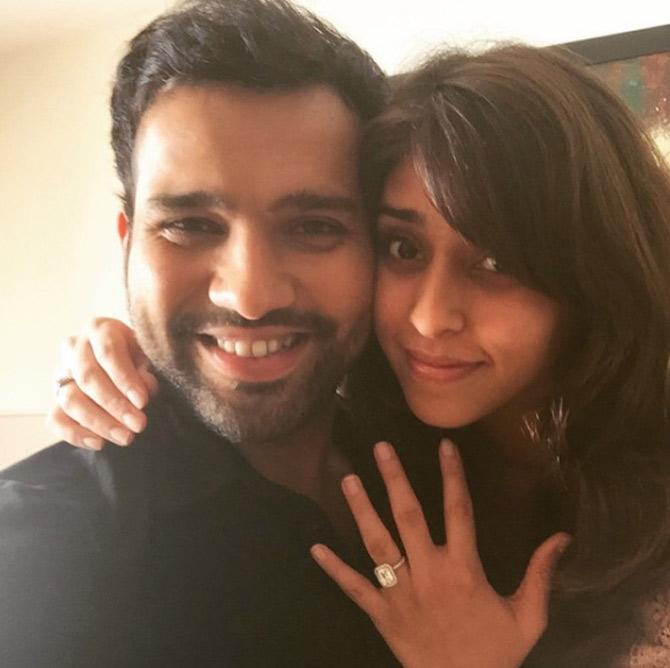 Rohit Sharma and Ritika Sajdeh were engaged on June 3, 2015. Rohit also shared a picture of the two.