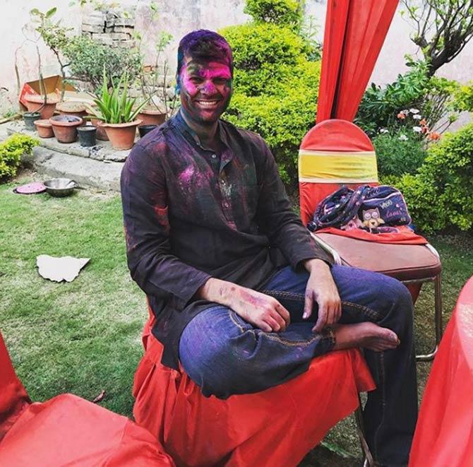 RP Singh celebrates Holi just the way it should be - colourfully!