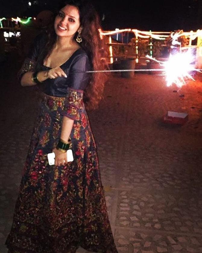 In picture: Sakshi Dhoni enjoying the celebrations during Diwali in 2016.