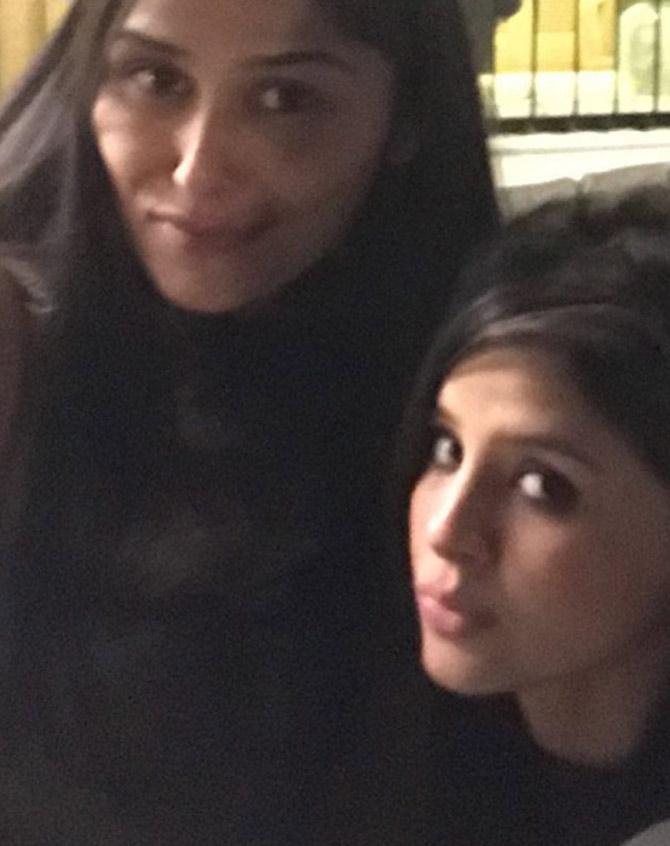 In picture: Sakshi Dhoni with her friend Poorna Patel.