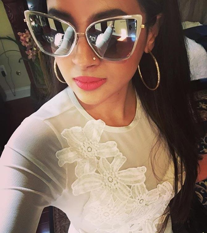 In picture: Sakshi Dhoni takes a selfie in New York City and sports fashionable sunglasses.