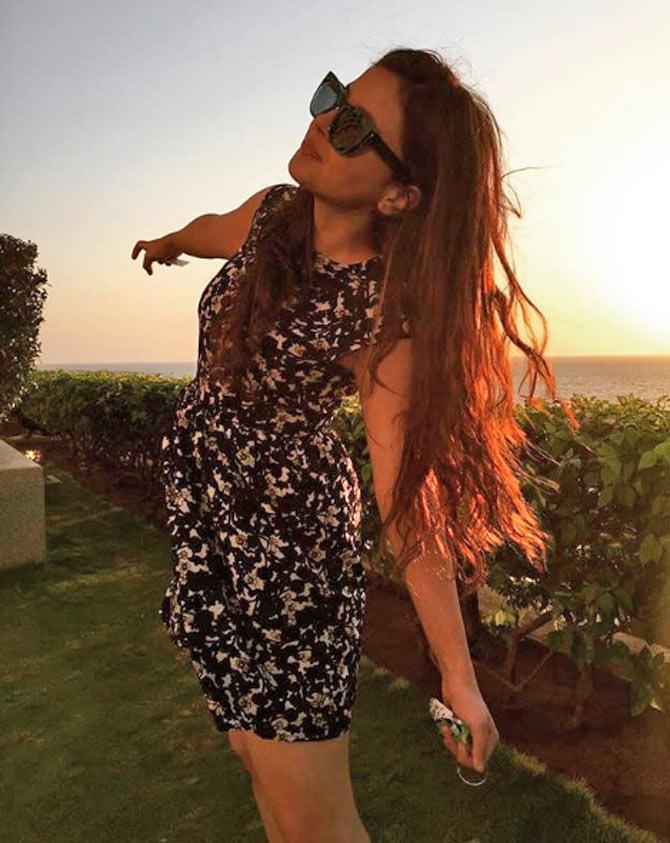 In picture: Sakshi Dhoni gets her glam on as she poses for the camera candidly.
