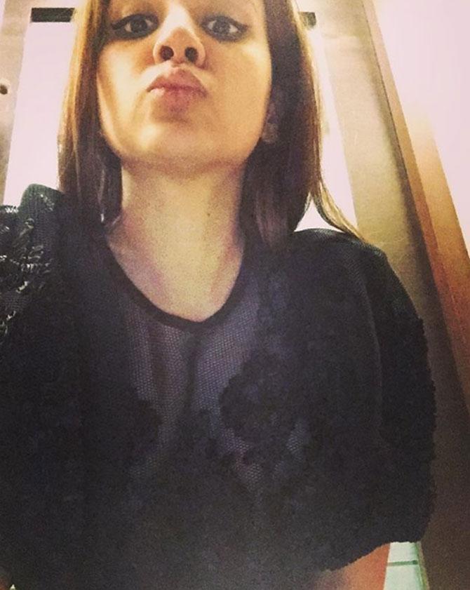 In picture: Sakshi Dhoni pouting away in this selfie photo.