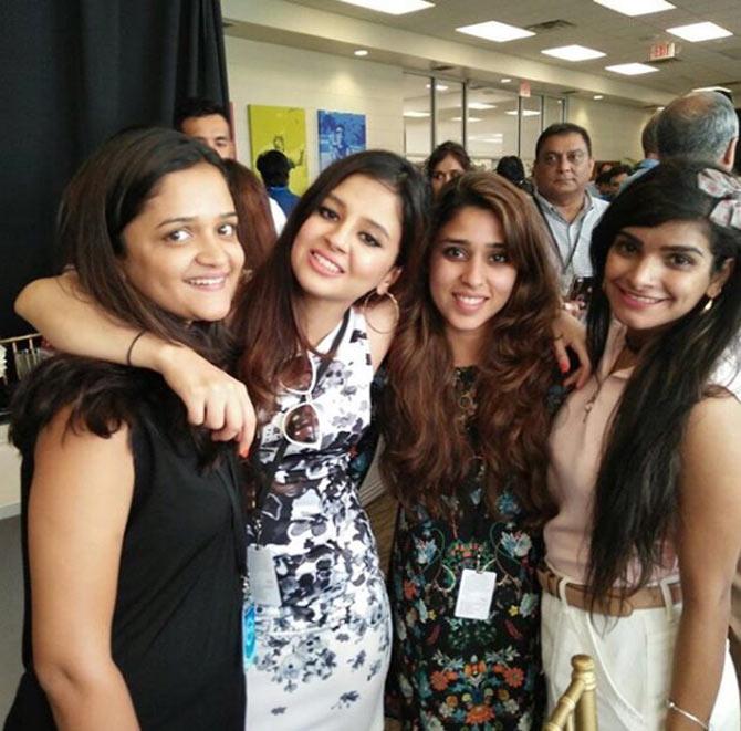 In picture: Sakshi Dhoni with Rohit Sharma's wife Ritika Sajdeh (2R) and Rahane's wife Radhika Dhopavkar (L).