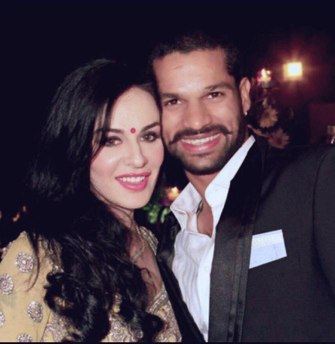 In picture: Indian cricketer Shikhar Dhawan and his wife Aesha during an event. 