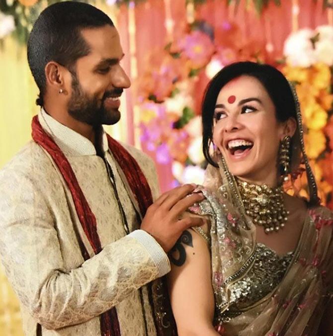 Shikhar Dhawan and Aesha were engaged in 2009 and went on to get married in 2012. In picture: Shikhar Dhawan posted this photo along with his wife Ayesha on their fifth wedding anniversary.