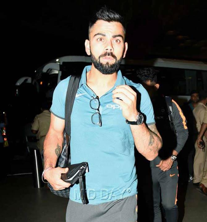Indian captain Kohli at Mumbai airport