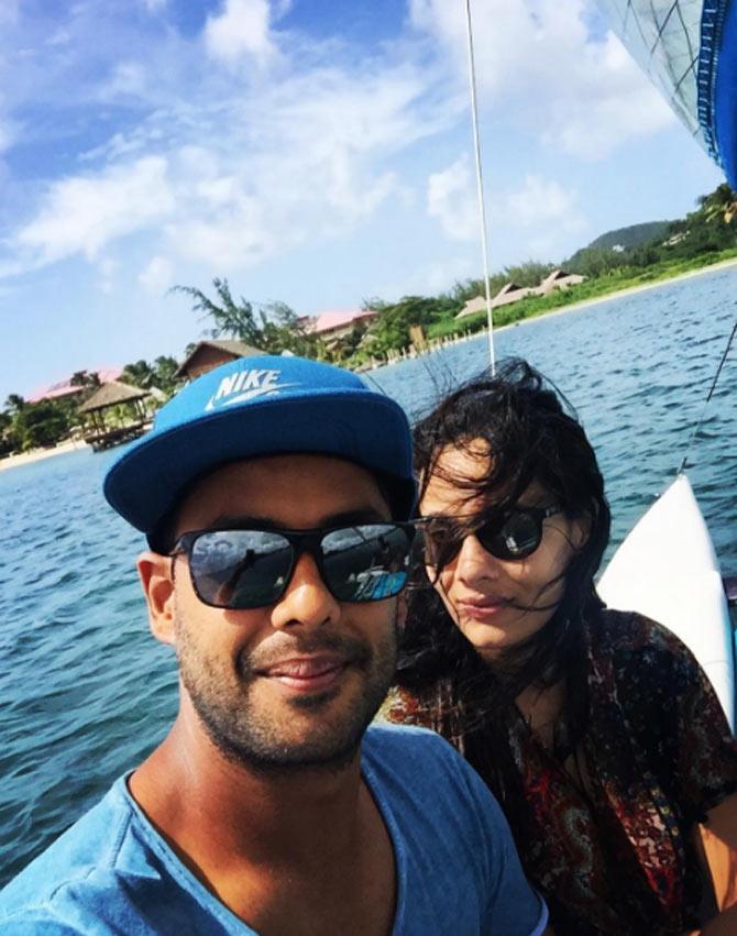 Stuart Binny shared this picture with Mayanti Langer atop a boat during an afternoon outing.