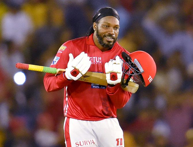 Chris Gayle became the first batsman to score a century in the IPL 2019 edition. Gayle went on to score an unbeaten 104 runs off just 63 balls with 1 boundary and a staggering 11 sixes. Gayle strike rate was 165.07. (Pic/ PTI)
