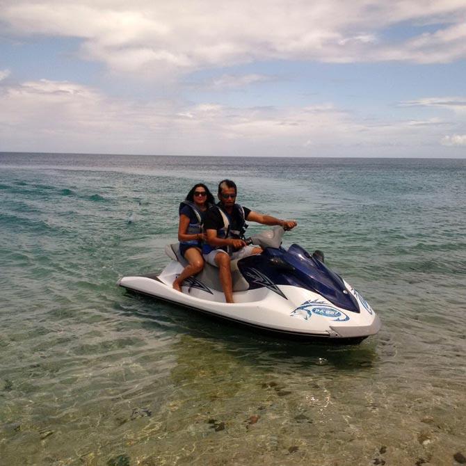 Sandeep Patil with his wife Deepa in the West Indies. The couple surely seem to be huge adventure junkies.