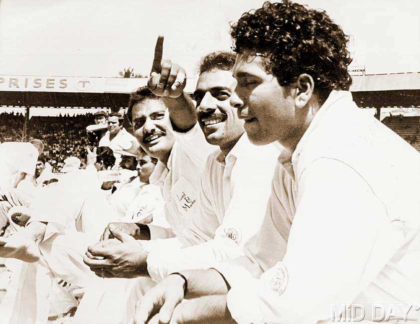 (From left to right) Former Indian skipper Mohammed Azharuddin with Ajay Sharma and Sachin Tendulkar in 1993