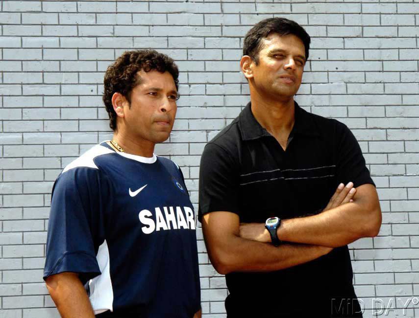 Sachin Tendulkar with Rahul Dravid