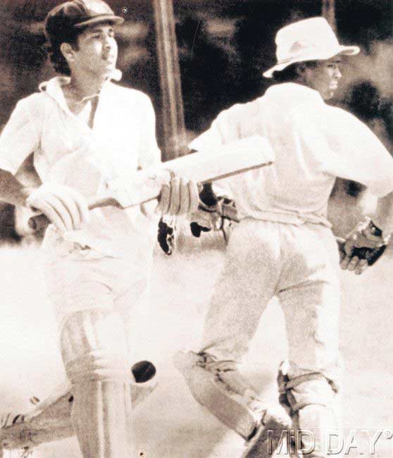 Sachin Tendulkar and Vinod Kamble when they put on a world-record partnership of 664 runs during an inter-school game in 1988