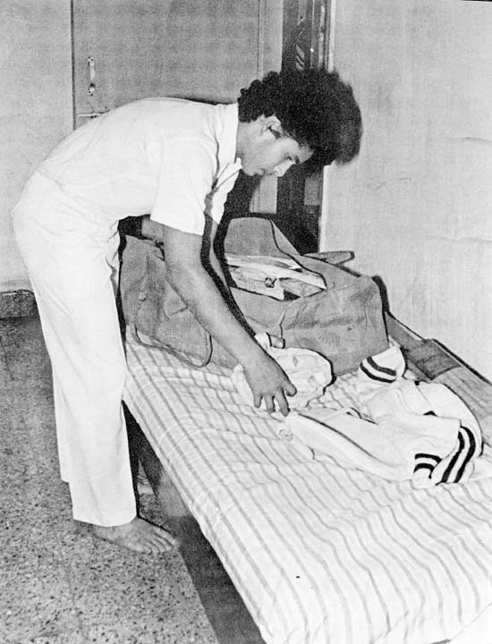 MY BAGS ARE PACKED, I'M READY TO GO: Sachin Tendulkar Sorting out his kit bag in the late 1980's