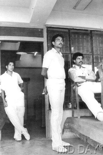 Sachin Tendulkar with Ravi Shastri and Dilip Vengsarkar
