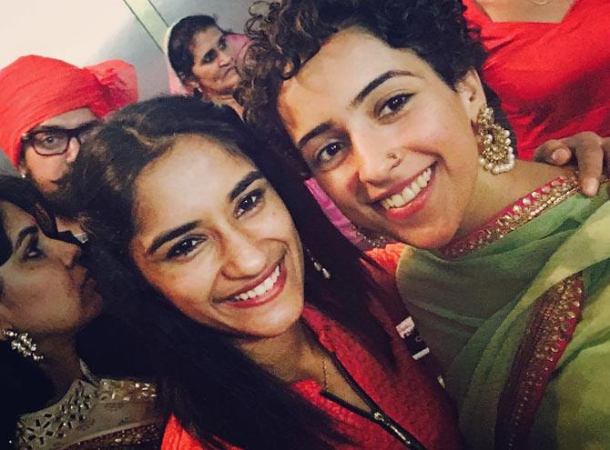 Vinesh Phogat with actress Sanya Malhotra, who played Babita Kumari in the Bollywood superhit 'Dangal'
