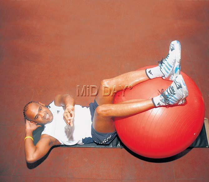 In picture: Vinod Kambli gets playful during one of his workout sessions