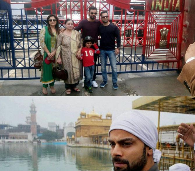 Virat Kohli got his Test cap in 2011 against West Indies. However his debut innings was forgetful, he managed to get just 4 runs in 10 balls. In picture: Virat Kohli with his family at Wagah border