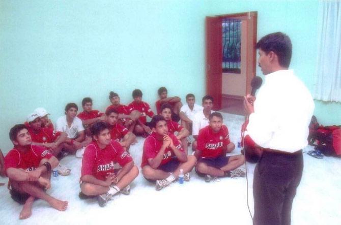 Virat Kohli received his early schooling from Vishal Bharti Public School in Delhi's Paschim Vihar area. Viart joined the West Delhi Cricket Academy in 1998 where he began his cricket training. In picture: Virat Kohli during his early days in cricket