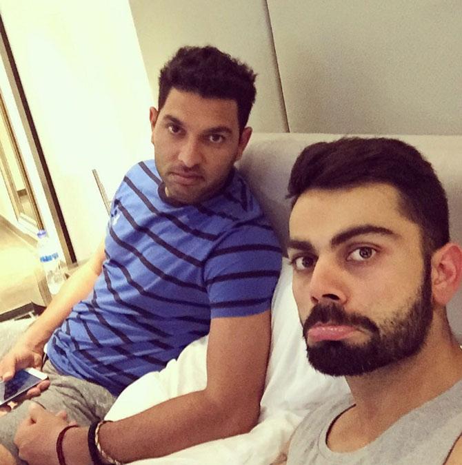 Virat Kohli with Yuvraj Singh. The two shared great chemistry when on the cricket field as well as a great friendship off it