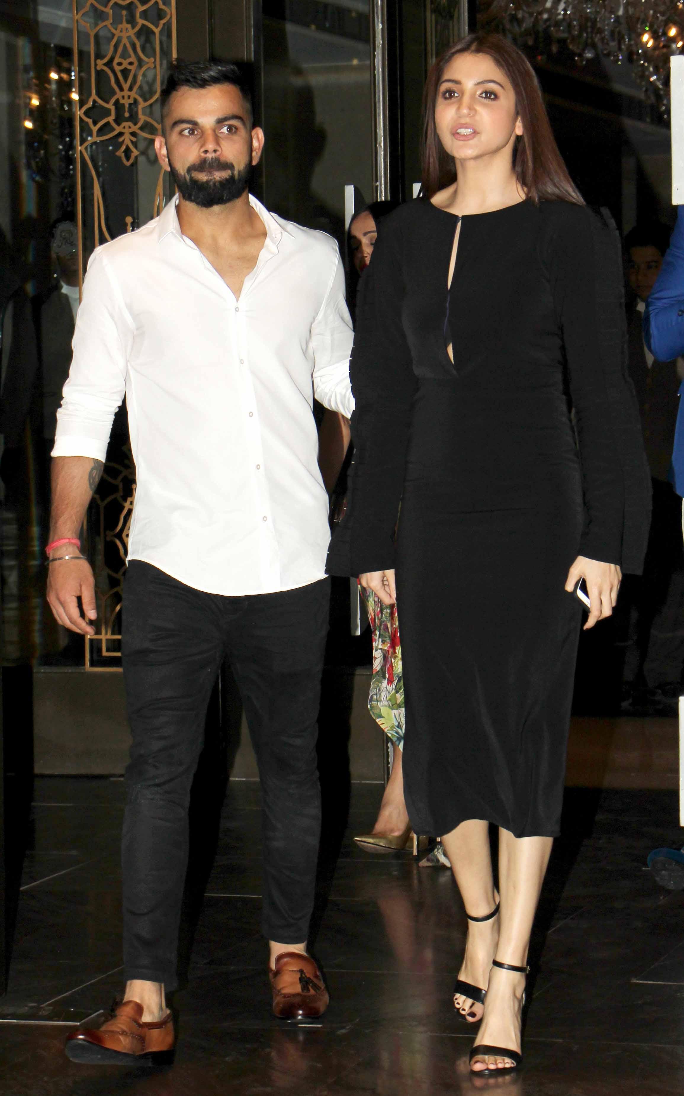 May 2017: Virat Kohli and Anushka Sharma attended former Indian pacer Zaheer Khan and Bollywood actress Sagarika Ghatge's engagement together. They looked colour co-ordinated in black and white