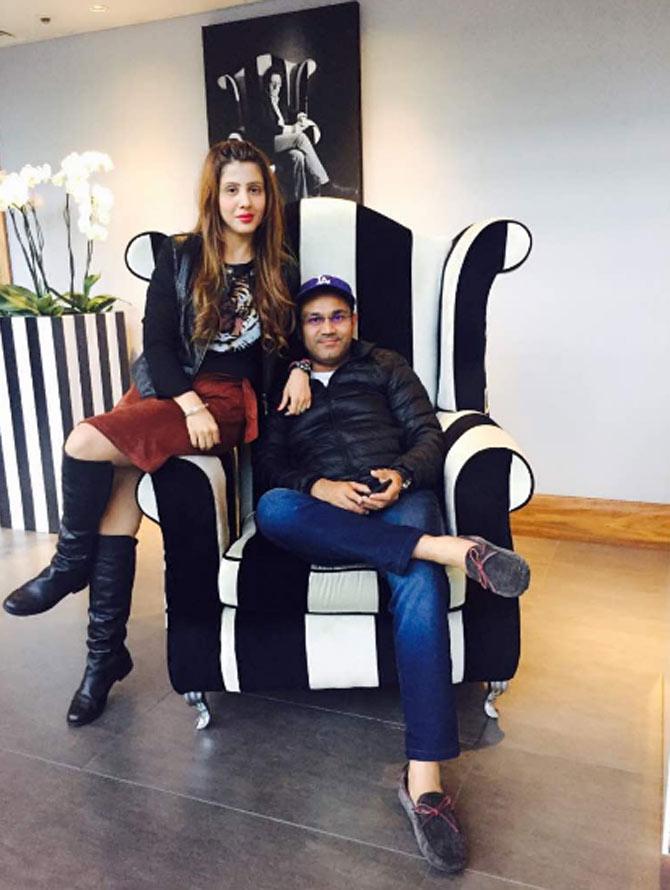 Virender Sehwag: Biwi ji has given me title of King. It's like Chess. King can take only one step at a time and Queen can do whatever she wants to #HasiBand' (All Pics/ Virender Sehwag's twitter account)