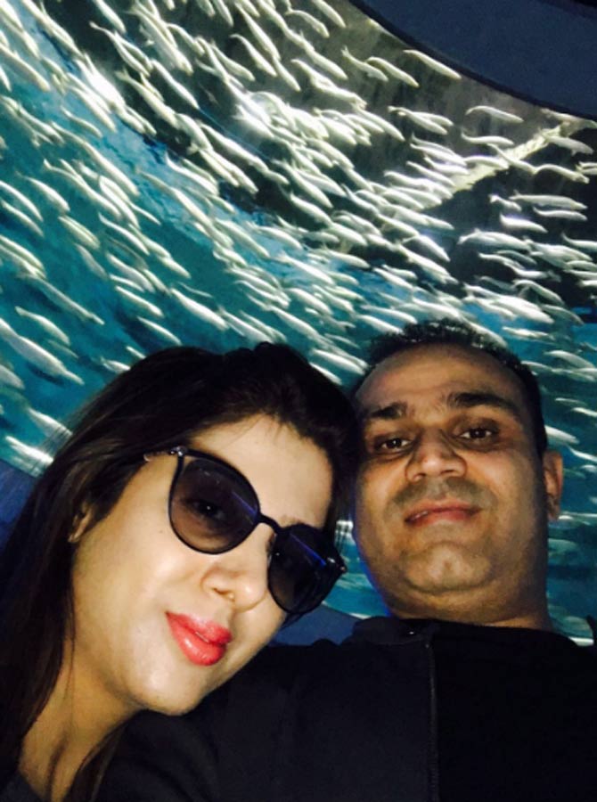 Virender Sehwag: 'Happy Birthday Biwi ji @AartiSehwag. #16December, already a movie on your date of birth. Sachha pyaar aur 100 ka note Mushkil Se milta hai' (Real love and a 100 Rs note is found with great difficulty)'