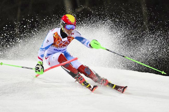 Austria's Marcel Hirscher competes during the Men's Alpine Skiing Slalom (AFP)