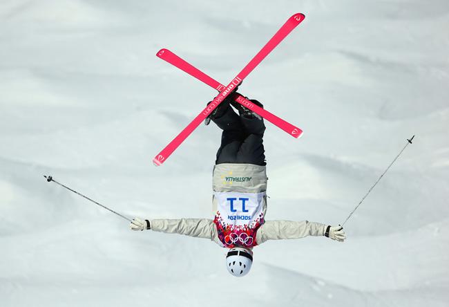 Train game in the sky: Dale Begg-Smith of Australia practices during the Men's and Ladies Moguls official training session (Getty Images)