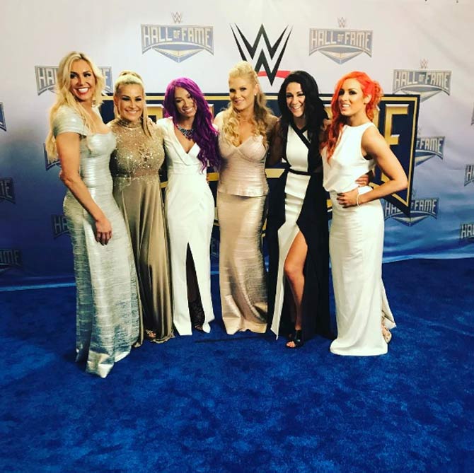 WWE Divas - Charlotte, Natalya, Sasha Banks, Beth Phoenix, Bayley and Becky Lynch dazzle at an event