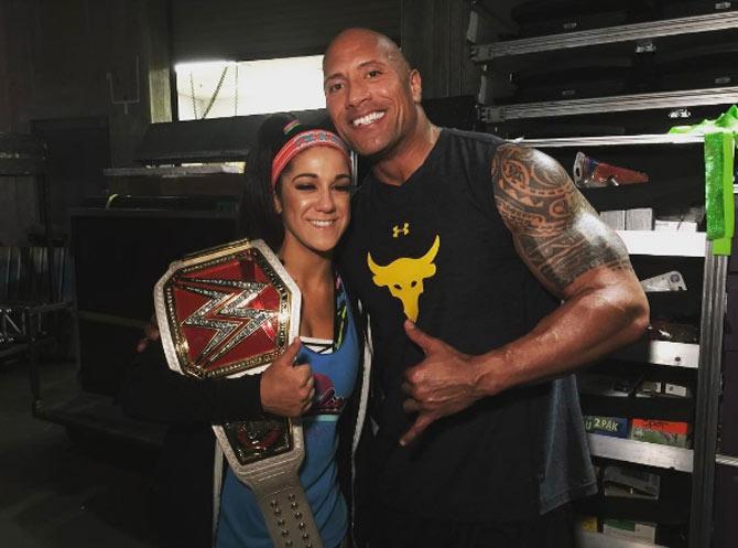 In picture: Bayley with former WWE star Dwayne 'The Rock' Johnson