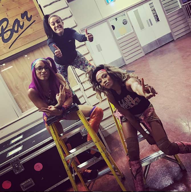 In picture: Bayley with Sasha Banks and Alicia Fox