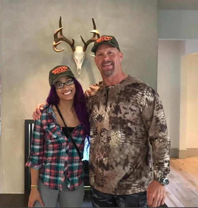 In picture: Sasha Banks with former WWE wrestler 'Stone Cold' Steve Austin