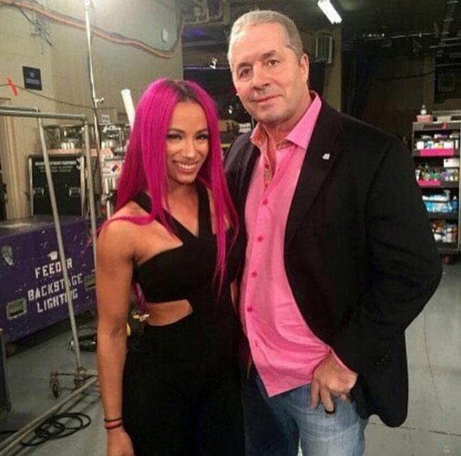 In picture: Sasha Banks with ex WWE champion and Hall of Famer Bret Hart