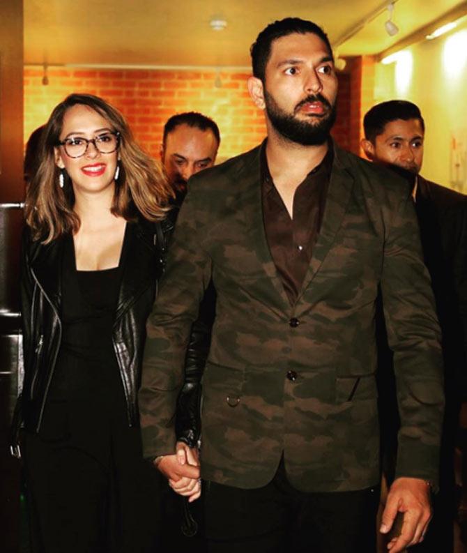 In picture: Yuvraj Singh and Hazel Keech attending an event