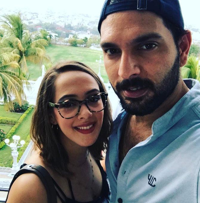In picture: ,Yuvraj Singh and Hazel Keech at the Falaknuma Palace. He said it was a 'beautiful place and great history and of course she loves history.'