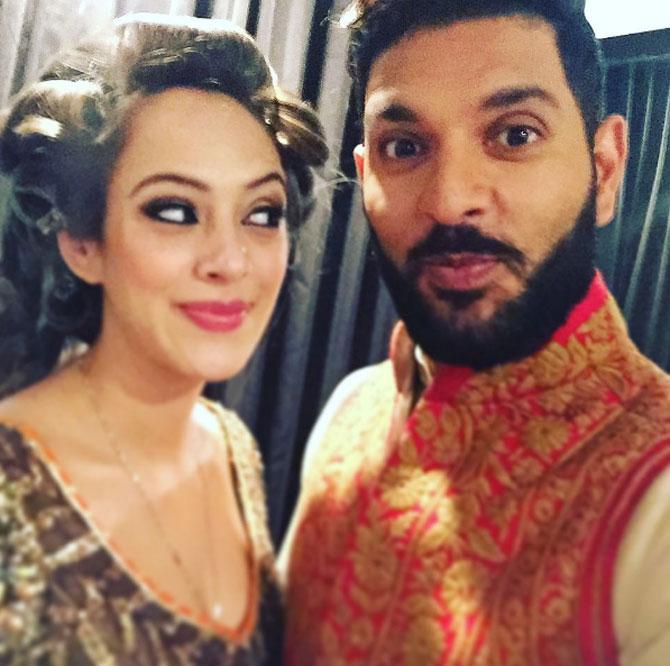 Hazel Keech looking all smitten ahead of their wedding: ,Let's keep up the goof my hubby-to-be @yuvisofficial cant believe the time has come