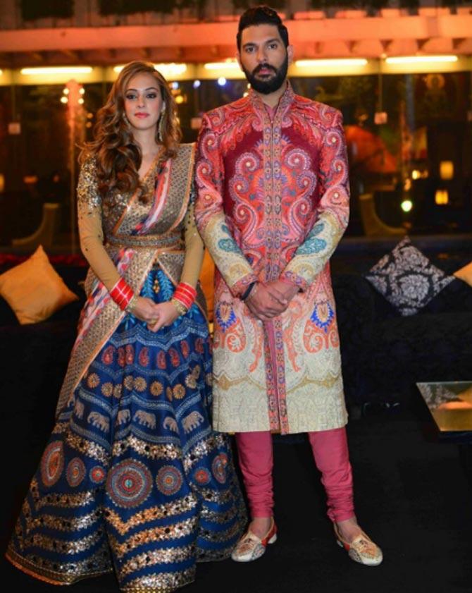 Yuvraj posted this photo from his wedding diaries with Hazel and wrote: ,Thank you @jjvalaya for making our wedding so much more special  , for making us look so elegant  , royal all through @hazelkeechofficial