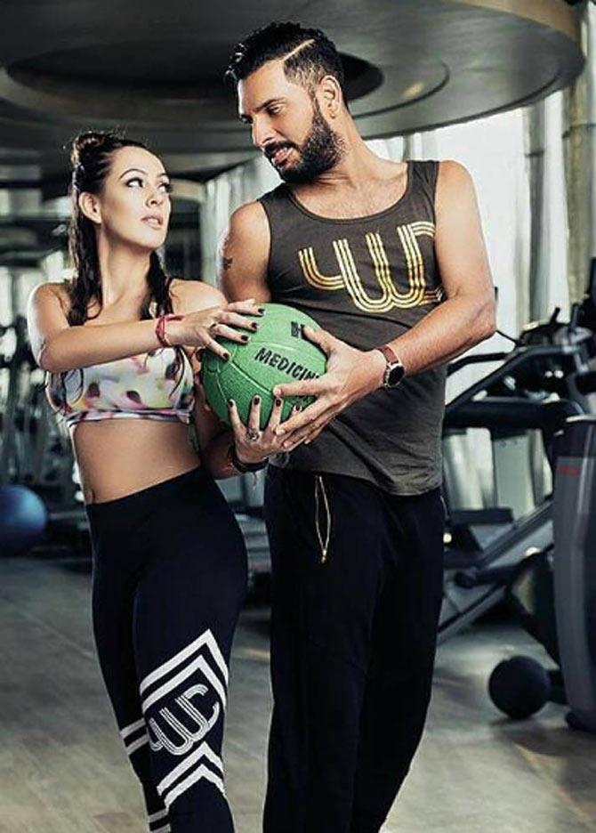 Hazel Keech posted: Couples that workout together.... sweat together! I have too much fun with you to remember we're working @yuvisofficial
