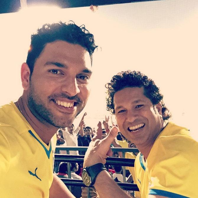 Paaji! Yuvraj Singh with cricket legend Sachin Tendulkar