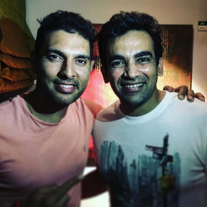 Yuvraj Singh with good friend and former pacer Zaheer Khan on the latter's birthday