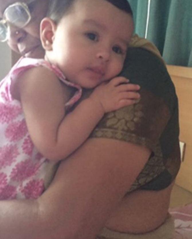 Sakshi Dhoni shared this picture of a very young Ziva with her grandmother