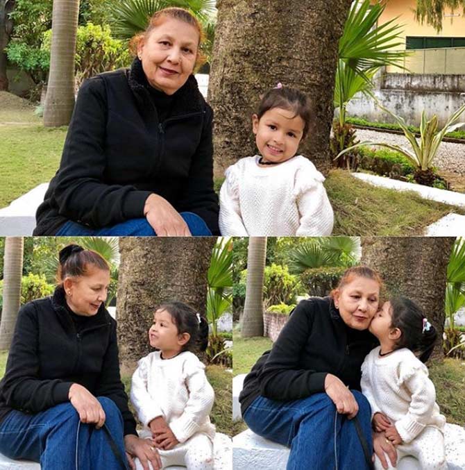 Ziva Dhoni pictured with her grand aunt. She is the apple of her eye